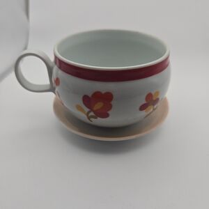 Hearthstone Block Paprika Cup & Saucer Set | Floral Portugal Stoneware
